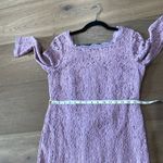 Adrianna Papell  Lilac Light Purple Lace Quarter Sleeve High Neck Formal Dress 14 Photo 5