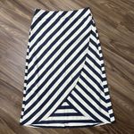 Athleta  Size M Tulip Skirt Ribbon Stripes Midi Faux Wrap Women’s Stretch Jersey Photo 3