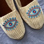 Handmade beige slip on evil eye shoes Size 6.5 Photo 2