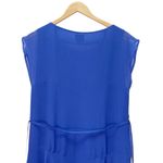 Reiss  Thena Royal Blue Silk Midi Dress Size 8 Sheer Belted Overlay Fit & Flare Photo 9