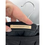 Christopher Kane Skirt Womens 8 Faux Leather Hem Flared Black Wool Pleated Photo 2