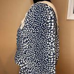 VTG 80s Lace Bow Tie Graphic Pattern Belted Dress SZ M Mad Men Doiley Unique Blue Size M Photo 5