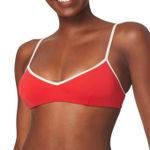 ANDIE NWT The Bells Sporty Chic Poppy Red With White Trim Bikini Top Extra Large Photo 0