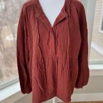 Wishlist Apparel Terracotta Red Cotton Gauze Peplum Tunic Blouson Sleeves Sz M/L Photo 8