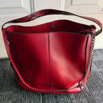 Andrea Red Faux Leather Tote Bag Snake Print Strap & Pouch – NWOT Photo 0