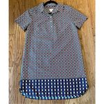 J.crew medallion printed collared shirt dressāsize 8petite Blue Photo 2