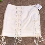 NWT ISLA Mini/midi Skirt White W/lace Up Size M Photo 1