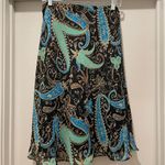 East 5th VTG 90s Black, Tan, & Blue Paisley Print Knee-Length Skirt - Large Photo 7