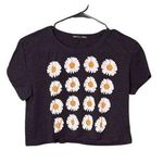 Truly Madly Deeply Black crop top with daisy flower pattern Photo 0