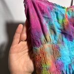 American Rag Y2K Tie Dye Babydoll Smocked Mini Dress Spaghetti Straps Hippie Boho Colorful XS Photo 3