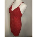 Windsor  USA Red Spaghetti Strap Tank Bodycon Shimmer Mini Cocktail Dress Large Photo 6