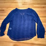 Joie  Navy 100% Silk‎ Blouse Large | Sheer Snakeskin Print Long Sleeve Top Photo 5