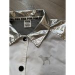 Victoria's Secret Pink  White Silver Jacket,‎ Size Medium Y2K Rain Windbreaker Photo 1