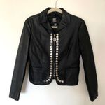 VTG Gianfranco Ferre Black Leather Jacket Italian Metal Buttons Collector Sz 10 Photo 0