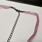 Signed 1928 (Brand) Gunmetal Tone Red & Pink Rhinestone With Ribbon Necklace Photo 3