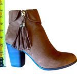 LC Lauren Conrad Sweatpea Cognac Stacked Heat Ankle Bootie Womens Size 7.5 Photo 9