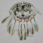 Hanes Y2K Vintage Shirt Size XL Jan Taylor Art Native American Wolf Dreamcatcher Unisex T-shirt Photo 2