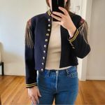 VTG Double D Ranch Jacket Wool Aztec Beaded Fringe Navy Blue Size Large Photo 1