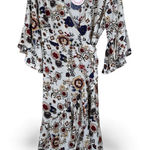 Umgee  White Floral Bell Sleeve Wrap Dress Womens L Ruffled Boho Coquette NWT Photo 0