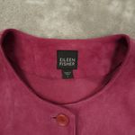 Eileen Fisher Goat Suede Leather Jacket Women's Large Fuchsia Pink Coat Blazer Photo 1