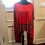Free People  Oversized Red Boho Shark Tail High Low Shirt Sz XS Photo 4