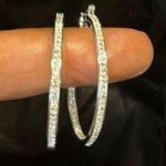 Diamanté silver hoops Gray for every day or events. Amazing color pop Photo 0