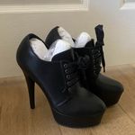 Allegra K  Black Lace up platform booties 7.5 Photo 6