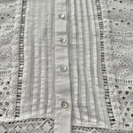 ZARA  | White Lace Eyelet Button Up Balloon Sleeve Blouse | Size Large Photo 8