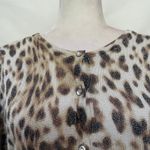 Joseph A Leopard Glitter Cardigan Womens Sweater Sz L Y2K Crystal Bling Glam Photo 2