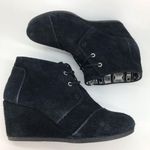 Toms  Women's Black Suede Desert Wedge Ankle Boots Booties Shoes Photo 7