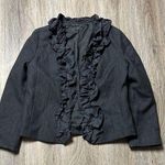 J.Crew Black Wool Ruffle Top/Blazer Size 4 Photo 0