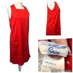 Vintage SEARS 1970 jumper dress with pockets and buttons downside in red size 12 Photo 1