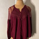 American Eagle Outfitters Burgundy Gauze Lace Top S Boho Coquette Girl Fairycore Purple Photo 0