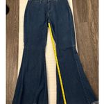 Blue Denim Wide Leg Bellbottoms Raw Hem Jeans XL Casual Festival Bohemian Hippie Photo 6