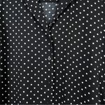 Maison Jules Medium Button Front Short Sleeve Black Top with White Polka… Photo 3
