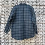 Vintage Dark Green Blue Plaid Flannel Quilted Long Sleeve Shirt Shacket MEDIUM Photo 2