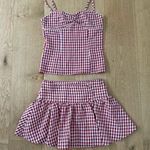 Peppermayo  Top & Mini Skirt Set Gingham Bellamy Size XXS Red White Photo 0