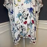 Seafolly Australia Women's White Floral Print Pom Fringe Swim Beach Coverup Photo 2