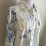 Umgee Tie Dye Boyfriend Button Down Shirt Blue White Photo 4