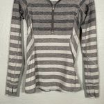 Lululemon Women 4 Race Your Pace 1/2 Zip Pullover Marshmallow Stripe Double Zip Photo 1