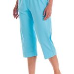 Fresh Produce Light Blue Aqua Turquoise Cropped Capri Pants cotton linen L Photo 7