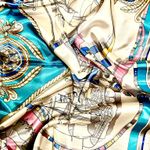 Vintage RETRO Nautical Theme ships ,Boat Wheel&Anchor large silky Scarf 35/35 Multiple Photo 14