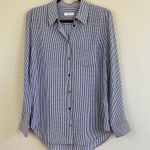 Equipment  Femme Navy and White Gingham Silk Button Down Blouse Size Small Photo 0