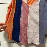 Free People  Carousel Orange Multi Stripe Loose Fit Swing Tank Top Photo 4