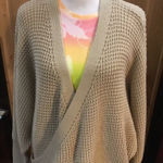 SheIn Women'sDeep V-Neck Wrap Sweater Long Sleeve Front Cross Loose Knitted Pullover Photo 0