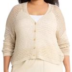 Max Studio NWT  Beige Crochet Open Knit Button Front Cardigan Sweater Size 3X Photo 0