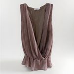 ANINE BING  Draped Top Metallic Rose size XS Tank Sleeveless‎ Chic Beige Glitter Photo 4
