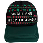 Single and‎ Ready to Jingle Christmas Hat Holiday Trucker Cap Adjustable Green Black Photo 0