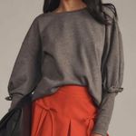 Maeve  Anthropologie Bow Puff Sleeve Gray Crewneck Size XS Photo 0