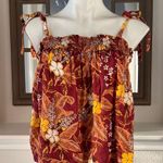 Rachel Zoe Floral Cropped Top Smocked Tie Shoulder Straps Size M New with Tag Photo 4